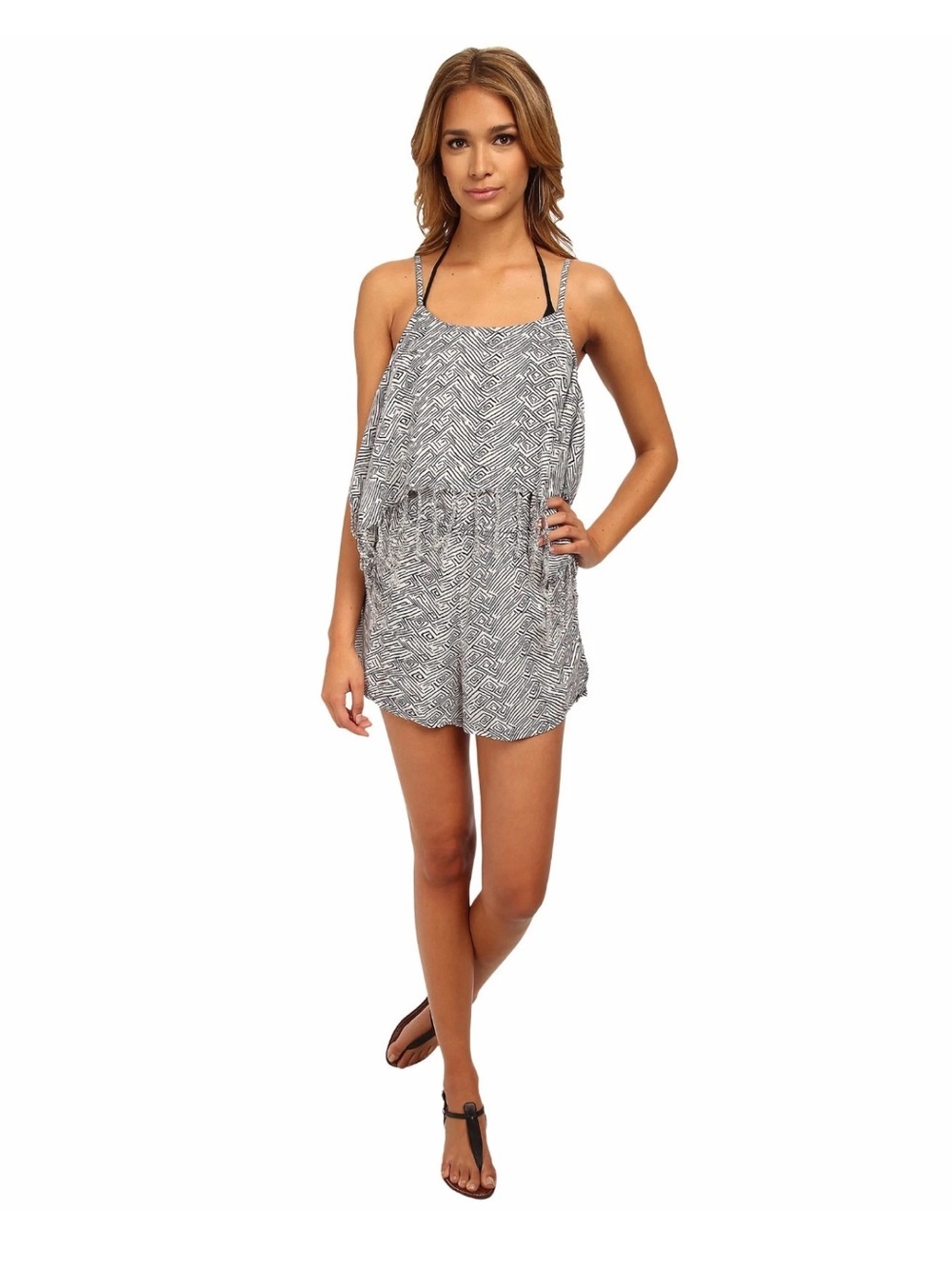 - Volcom Sz S Black/White Tribal Fringed Romper! NEW!